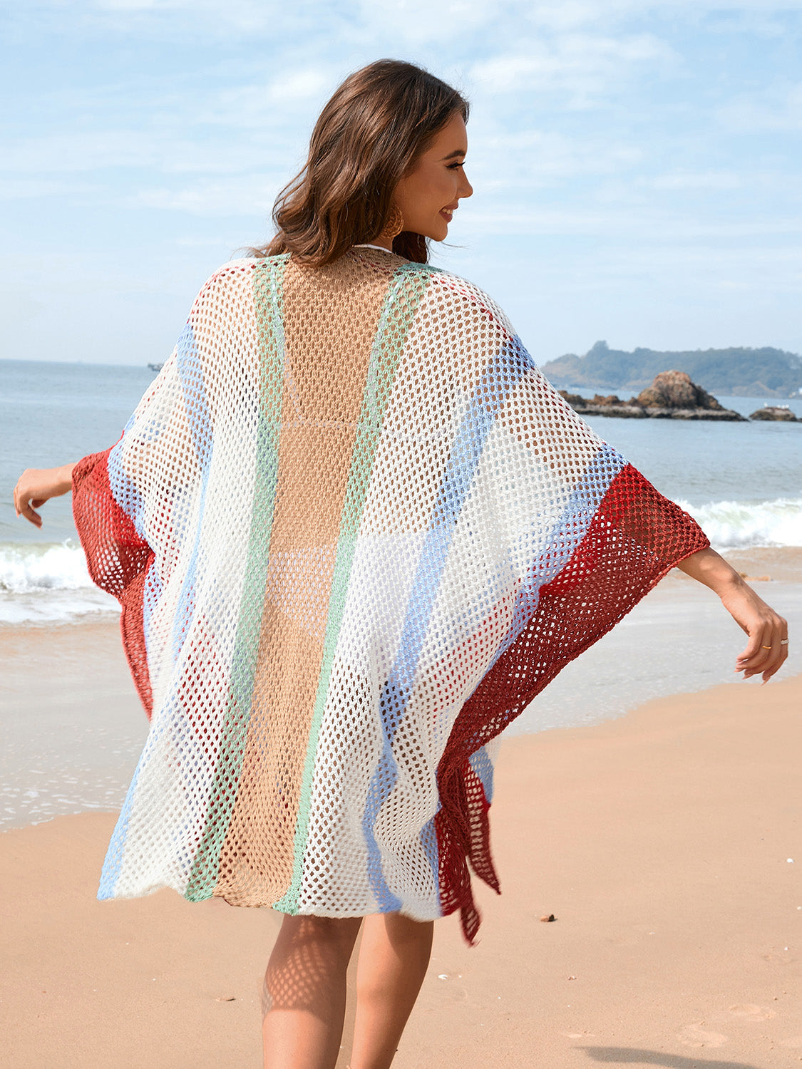 Openwork Color Block Plunge Cover-Up | AdoreStarr