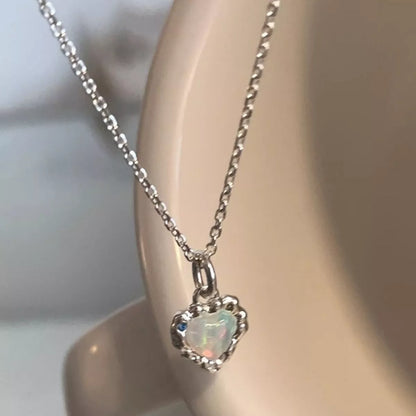 Sterling Silver Zircon Heart Necklace -