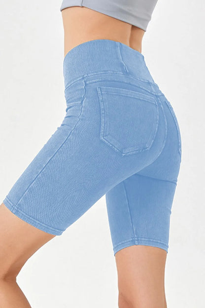 Asymmetrical Waist Denim Shorts - Light