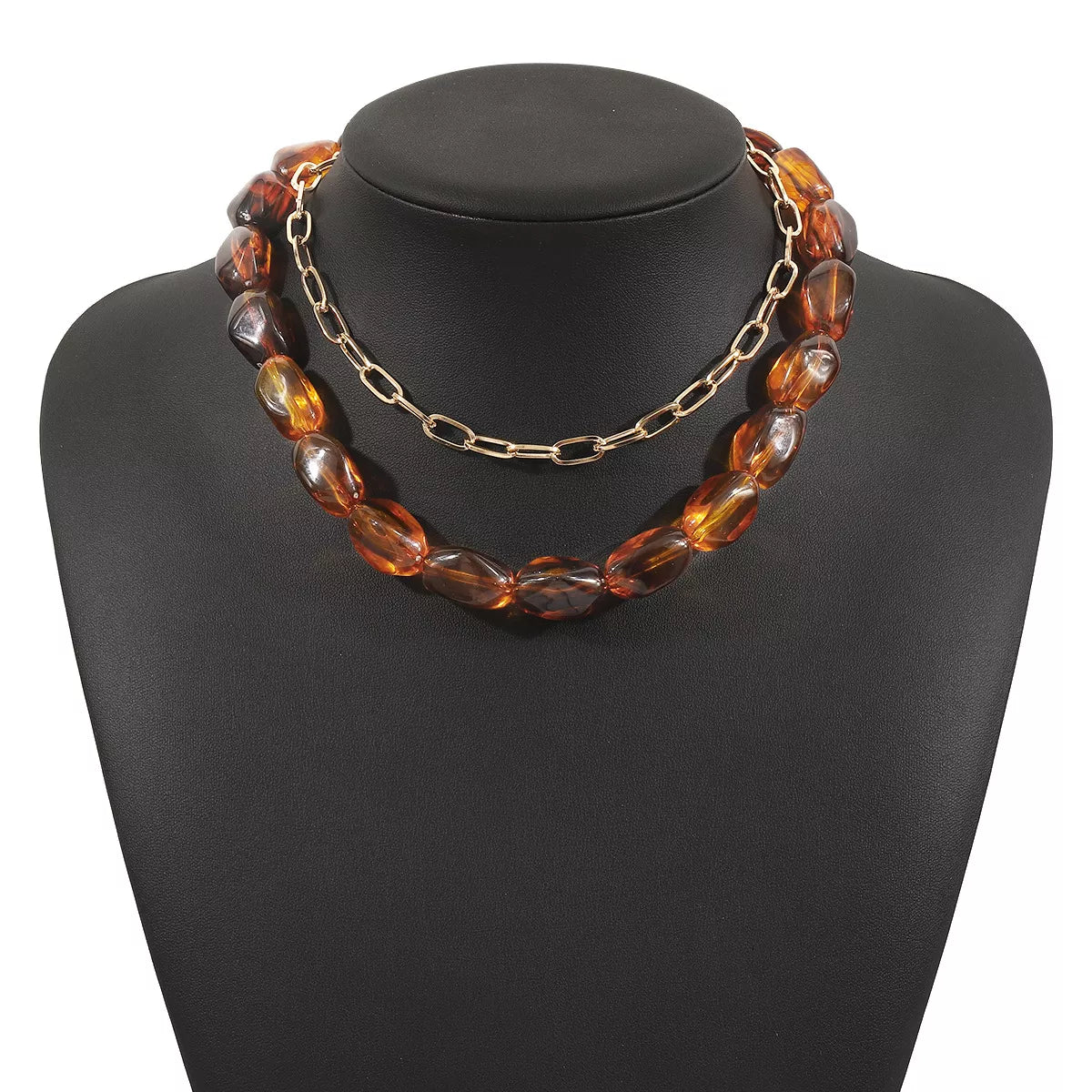 Colorful Beaded Chain Necklace -