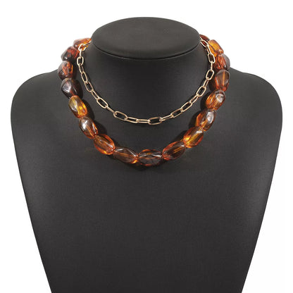 Colorful Beaded Chain Necklace -