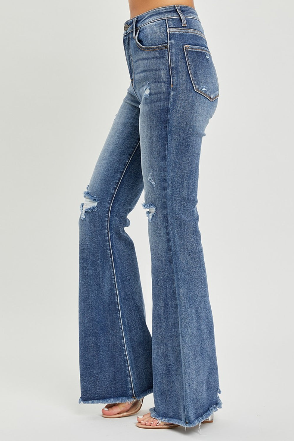 High Waist Distressed Fare Jeans - Medium