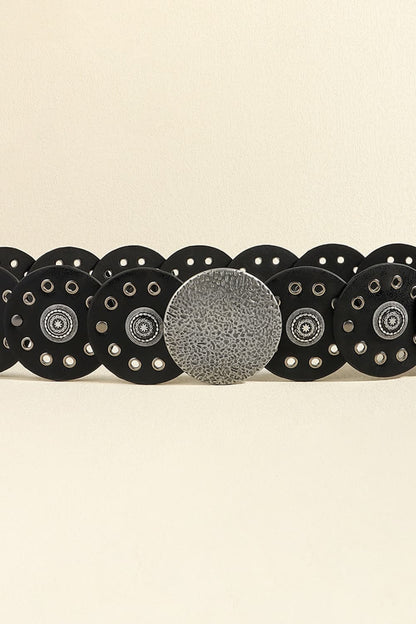 Round Shape PU Leather Belt -