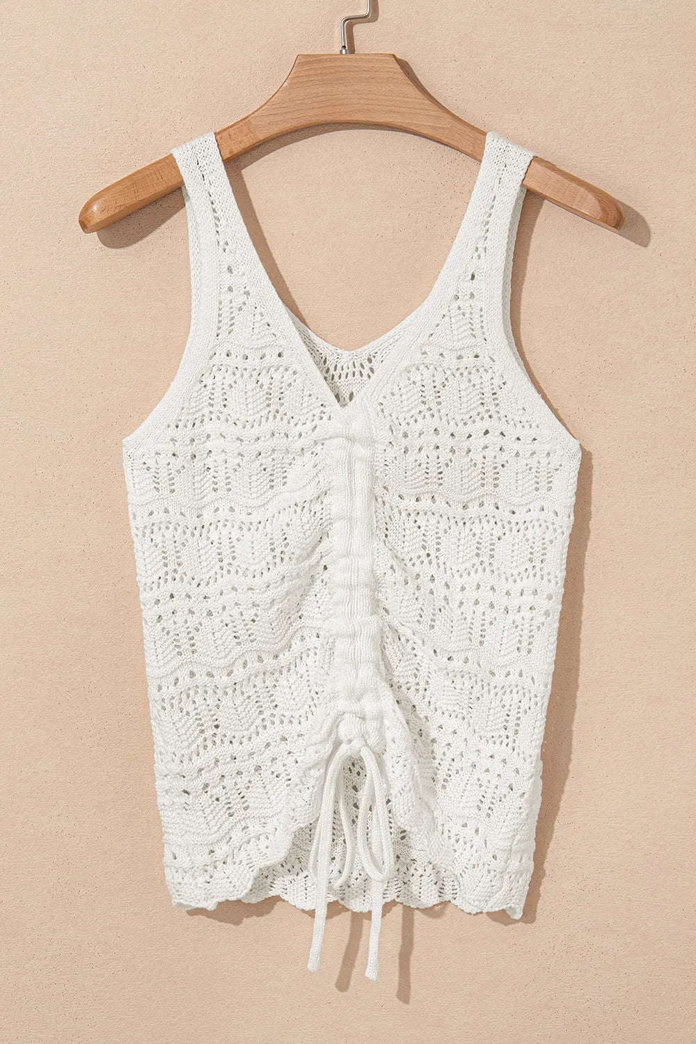 Hollowed Knit Drawstring Sweater Vest -