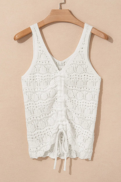 Hollowed Knit Drawstring Sweater Vest -