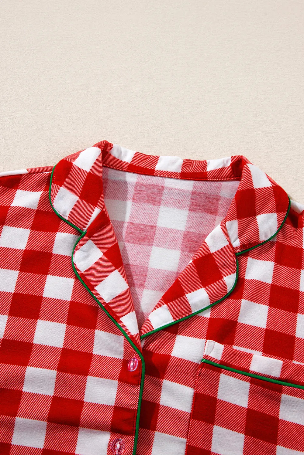 Plaid Collared Neck Long Sleeve Top and Pants Set -