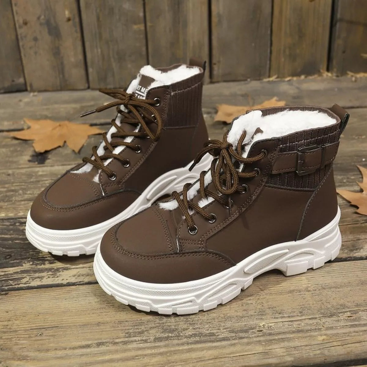 Plush Lining Lace Up Boots -