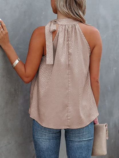 Tied Animal Print Cami - Mocha
