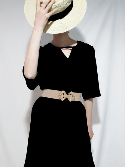 Geometric Buckle Elastic Wide Belt -