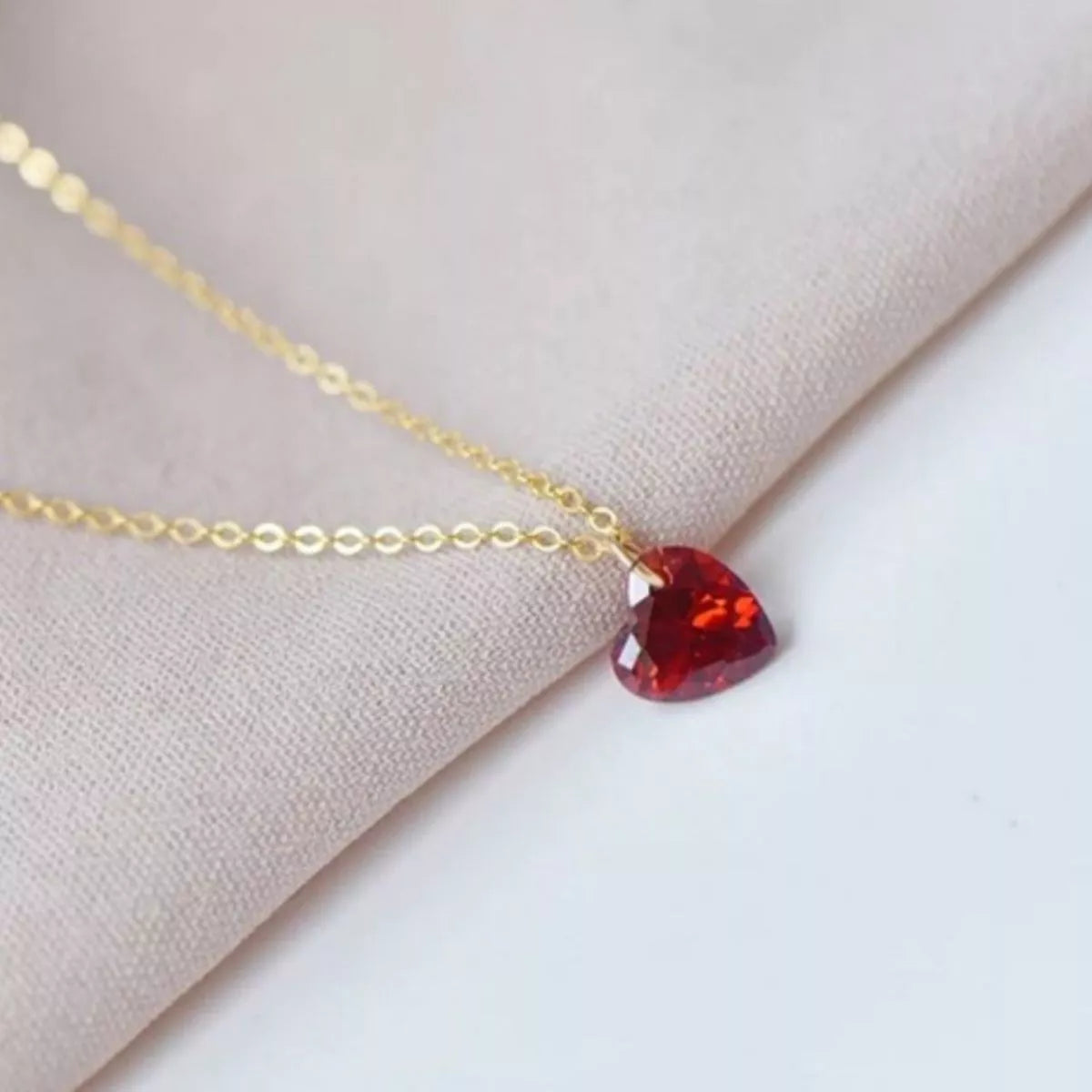 Sterling Silver Zircon Heart Necklace -
