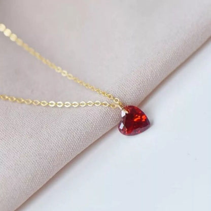Sterling Silver Zircon Heart Necklace -