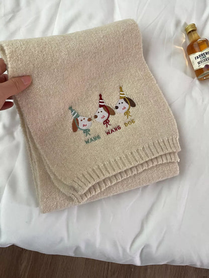 Embroidered Dog Plush Scarf -
