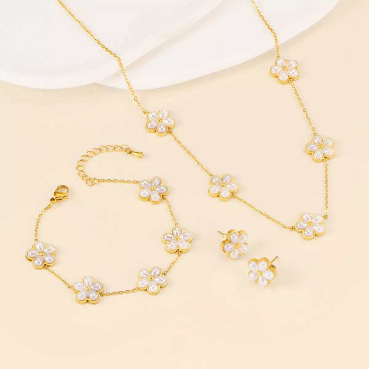 Gold Flower Jewelry Set -
