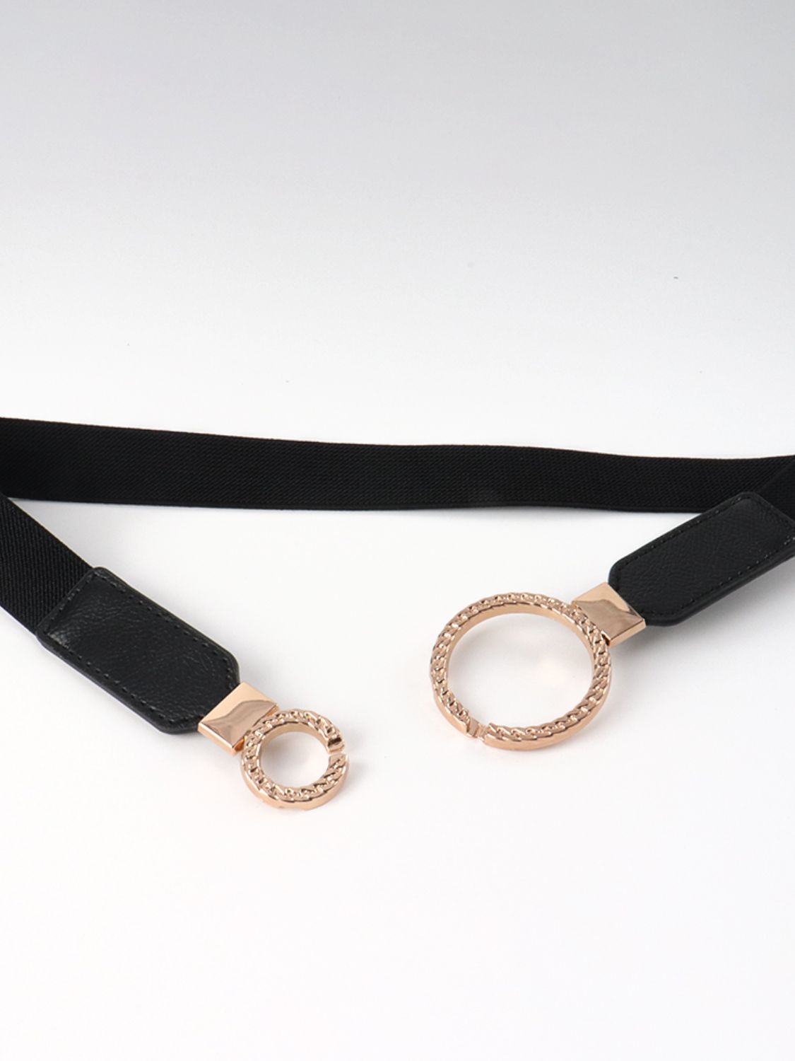 Double Ring Buckle Elastic PU Belt -