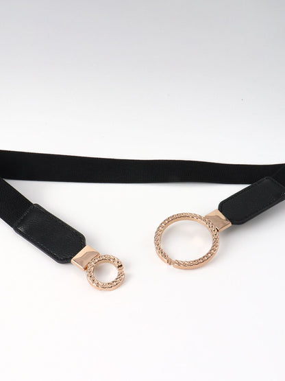 Double Ring Buckle Elastic PU Belt -