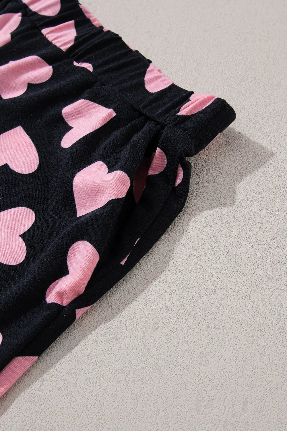 Heart Print Long Sleeve Top and Shorts Lounge Set -