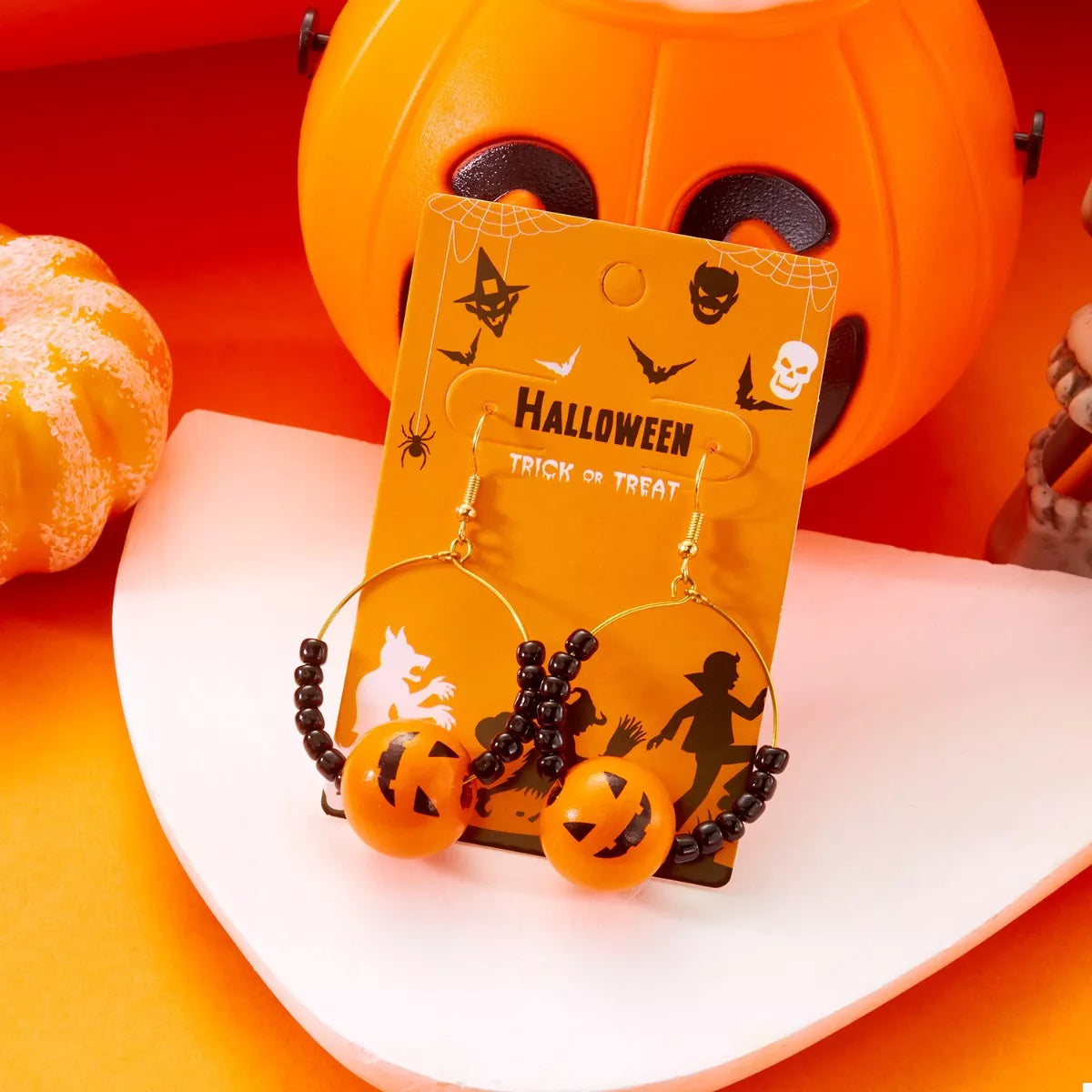 18K Gold-Plated Halloween Bead Earrings -