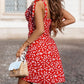 Ruched Printed V-Neck Wide Strap Dress | AdoreStarr