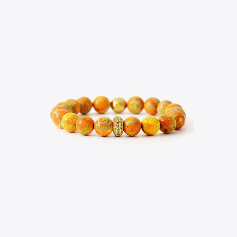 Natural Stone Beaded Bracelet - Tangerine One Size
