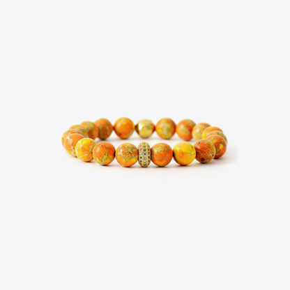 Natural Stone Beaded Bracelet - Tangerine One Size