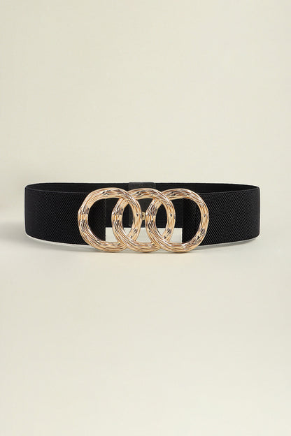 Buckle Elastic Wide Belt - Black One Size
