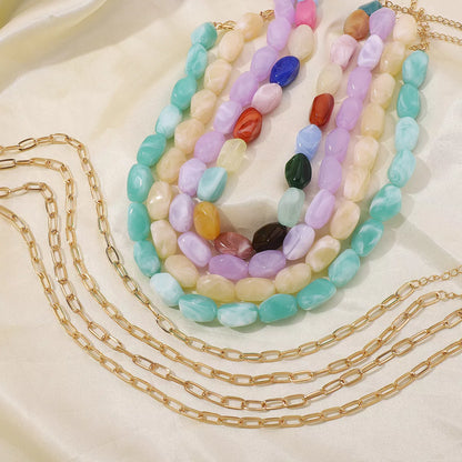 Colorful Beaded Chain Necklace -