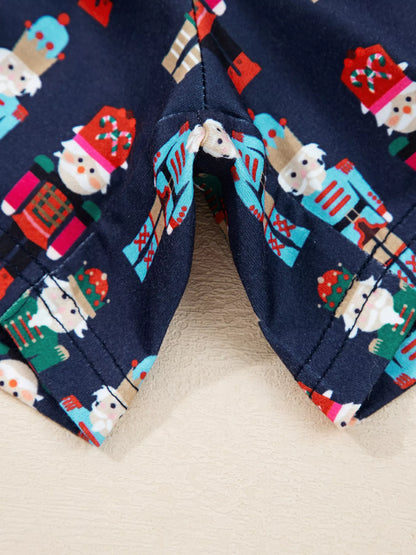 Mama Claus Plaid Letter Tee and Nutcracker Shorts Lounge Set -
