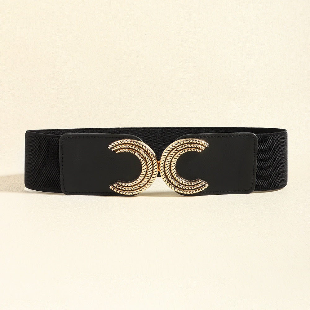 Double C Buckle Elastic Belt -