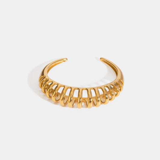 Stainless Steel Cutout Bracelet - Gold One Size