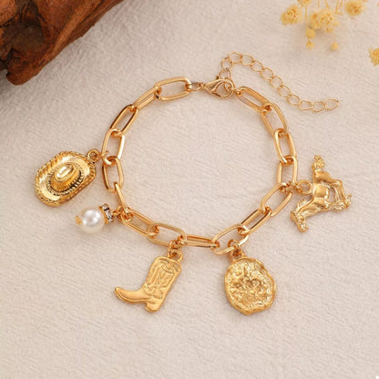 Charm Necklace and Bracelet Jewelry Set -