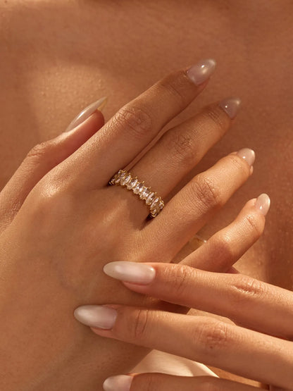 18K Gold-Plated Zircon Ring - Gold One Size