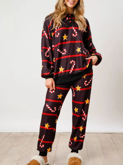 Christmas Long Sleeve Top and Pants Lounge Set -