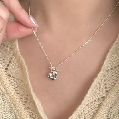 Sterling Silver Heart Toggle Clasp Necklace -