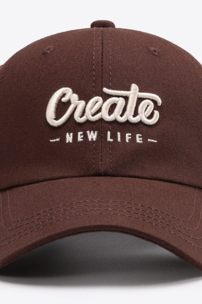 CREATE NEW LIFE Adjustable Cotton Baseball Cap -