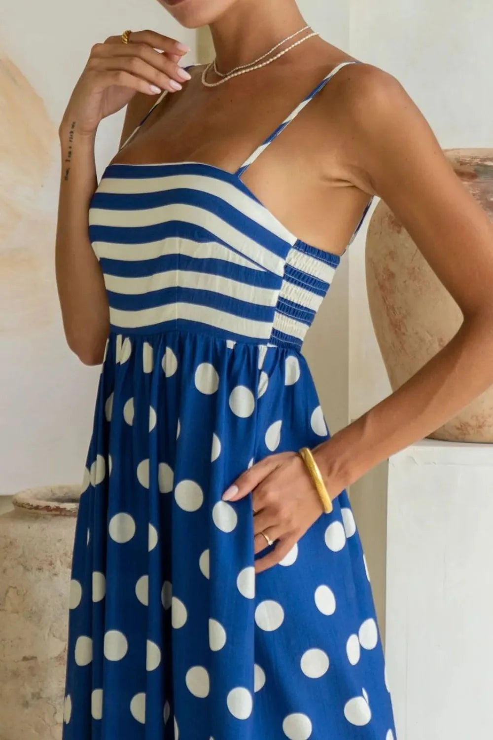 Polka Dot Square Neck Cami Dress -