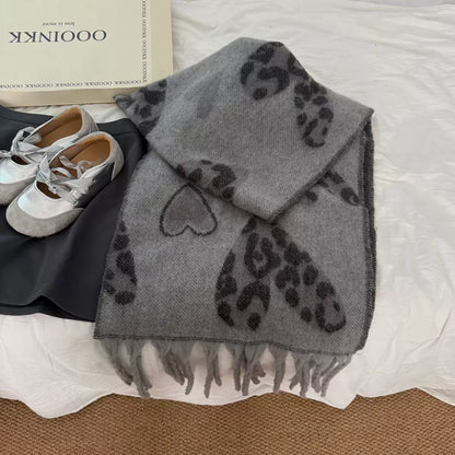 Leopard Heart Warm Scarf -