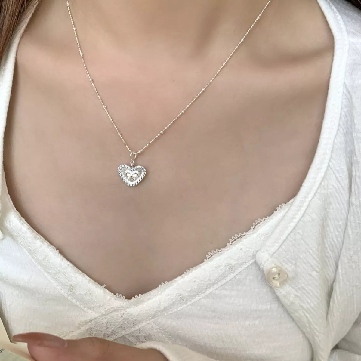 Sterling Silver Heart Necklace -