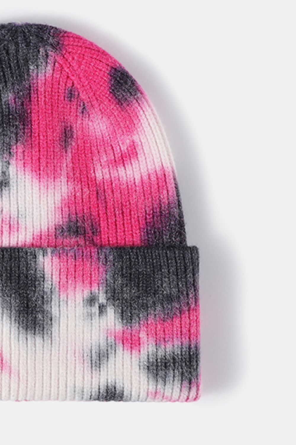 Tie-Dye Cuffed Rib-Knit Beanie Hat -