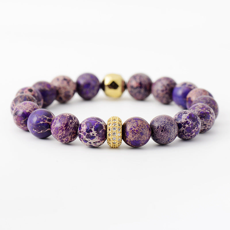 Natural Stone Beaded Bracelet - Purple One Size