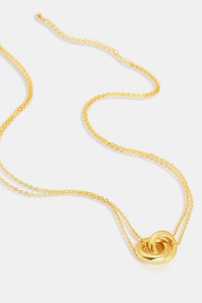 Linked Ring Pendant Chain Necklace -