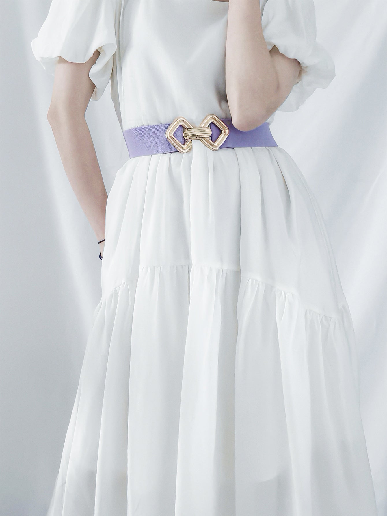 Geometric Buckle Elastic Wide Belt -