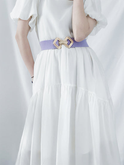 Geometric Buckle Elastic Wide Belt -
