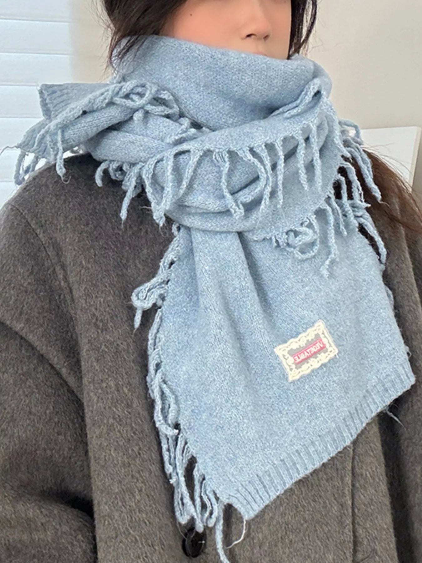 Knitted Fringe Scarf -