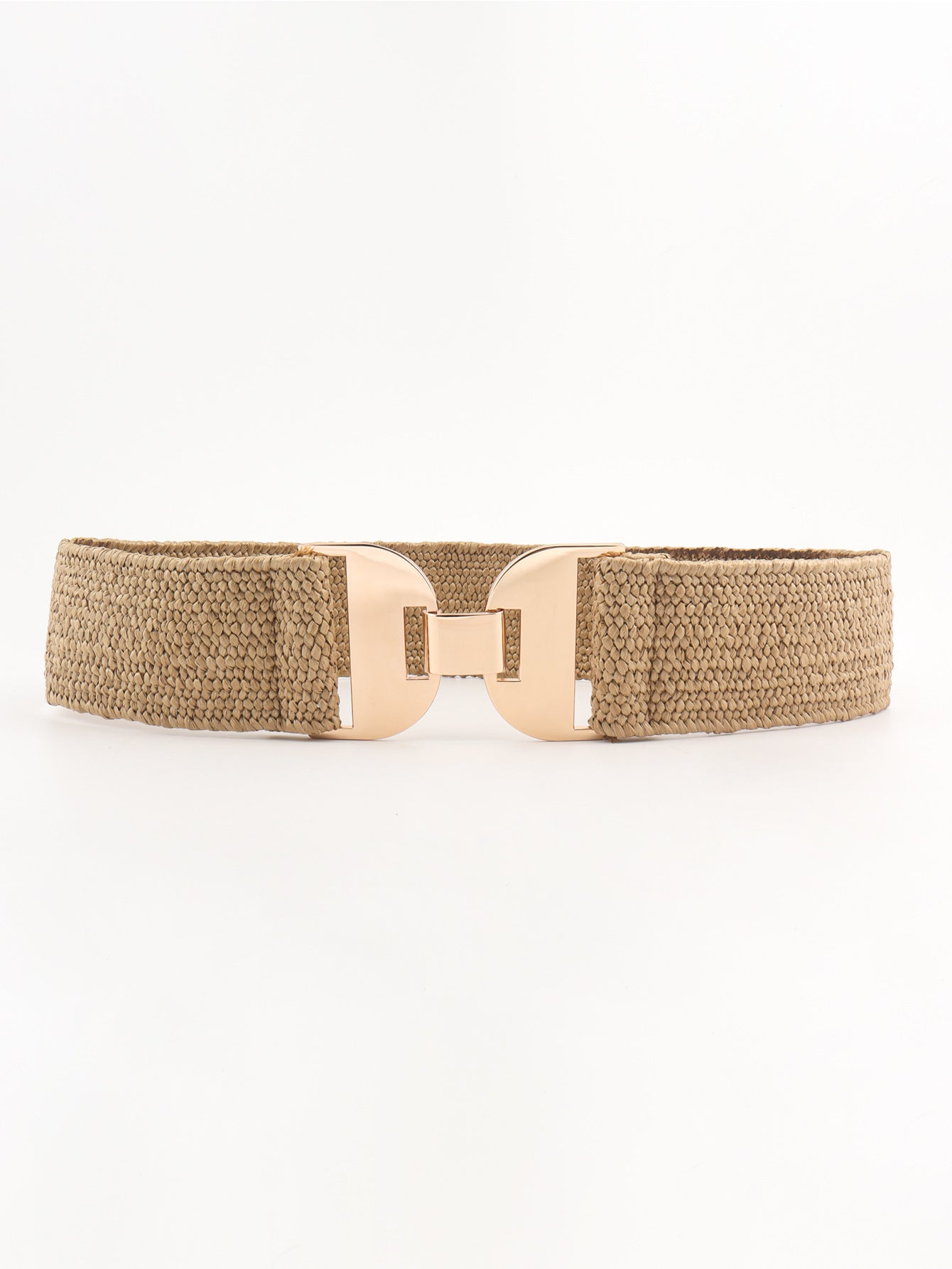 Alloy Buckle Elastic Belt - Khaki One Size