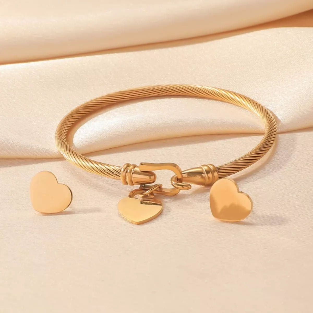 Heart Earrings and Bracelet Jewelry Set -