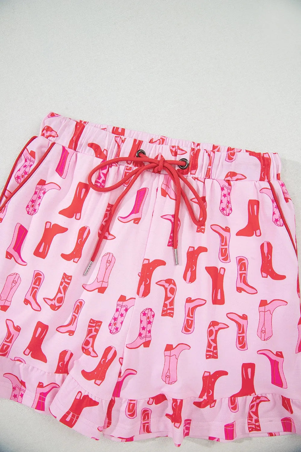 Cowgirl Boots Printed Shirt and Shorts Set -
