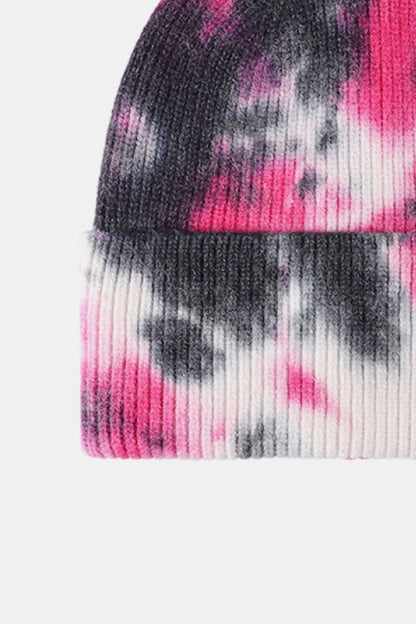 Tie-Dye Cuffed Rib-Knit Beanie Hat -