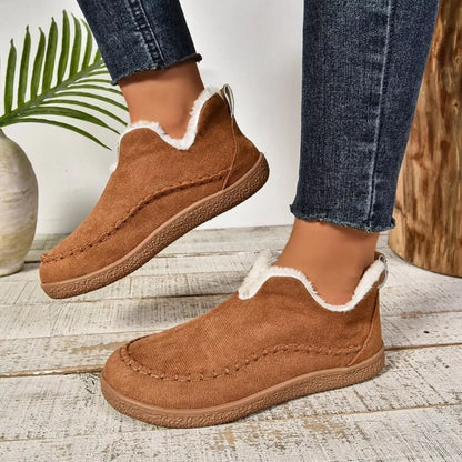 Round Toe Sherpa-Lined Slip-Ons - Caramel