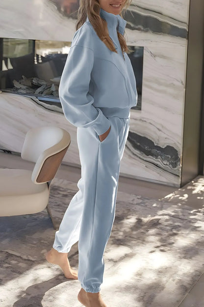 Half Zip Long Sleeve Top and Joggers Set -