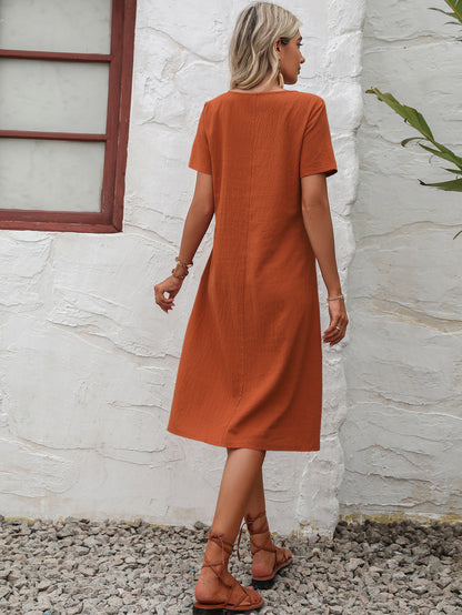 Round Neck Short Sleeve Dress -